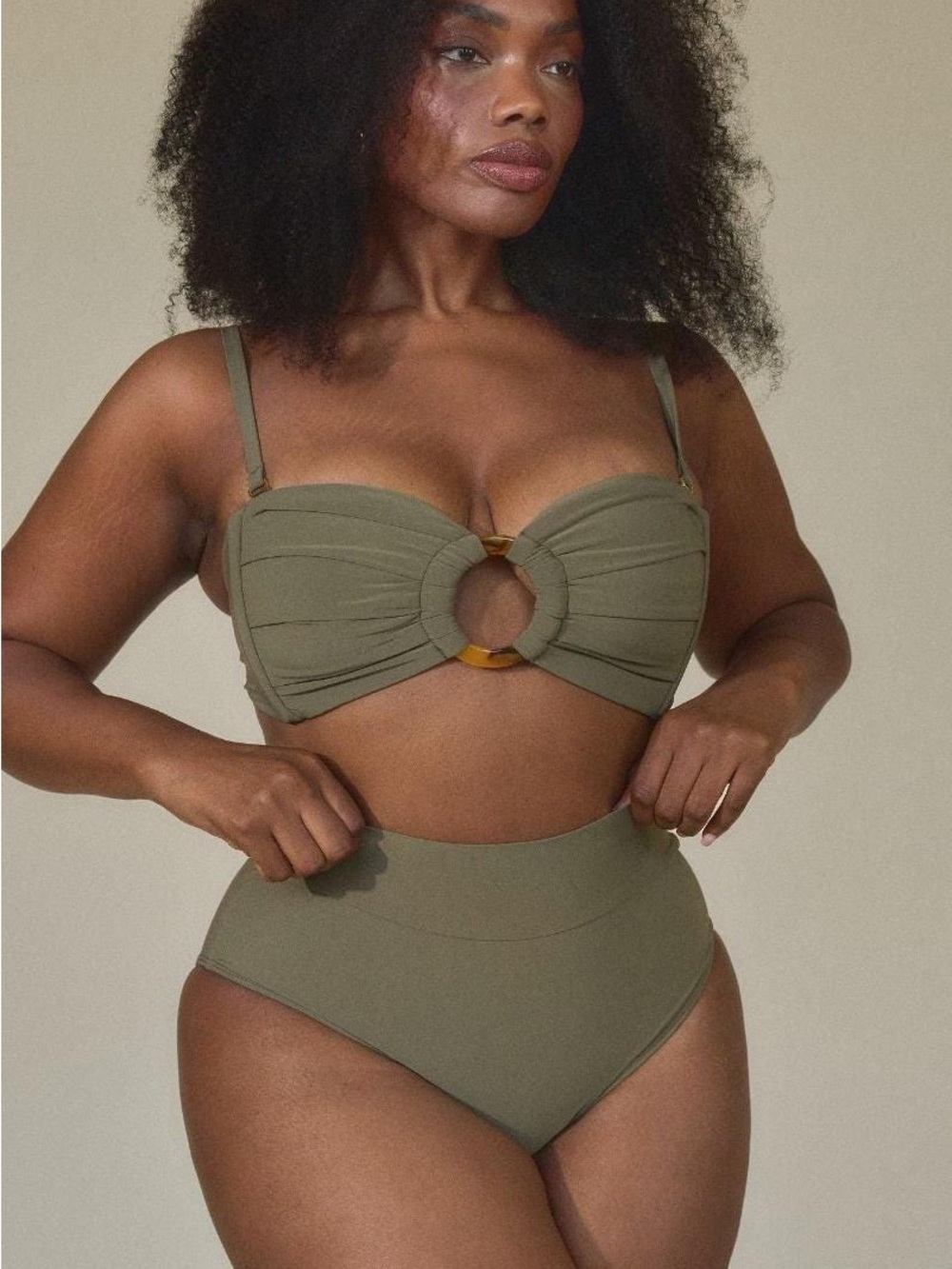 MONTCE KHAKI HIGH RISE BIKINI BOTTOM